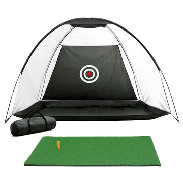 Everfit Portable Golf Practice Net with Mat Bullseye Target 3m Black