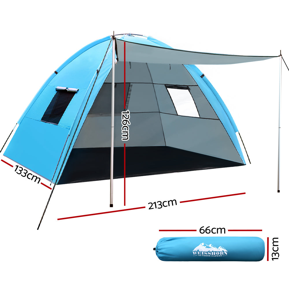 Weisshorn Camping Tent Beach Shelter 4 Person Blue UPF50+