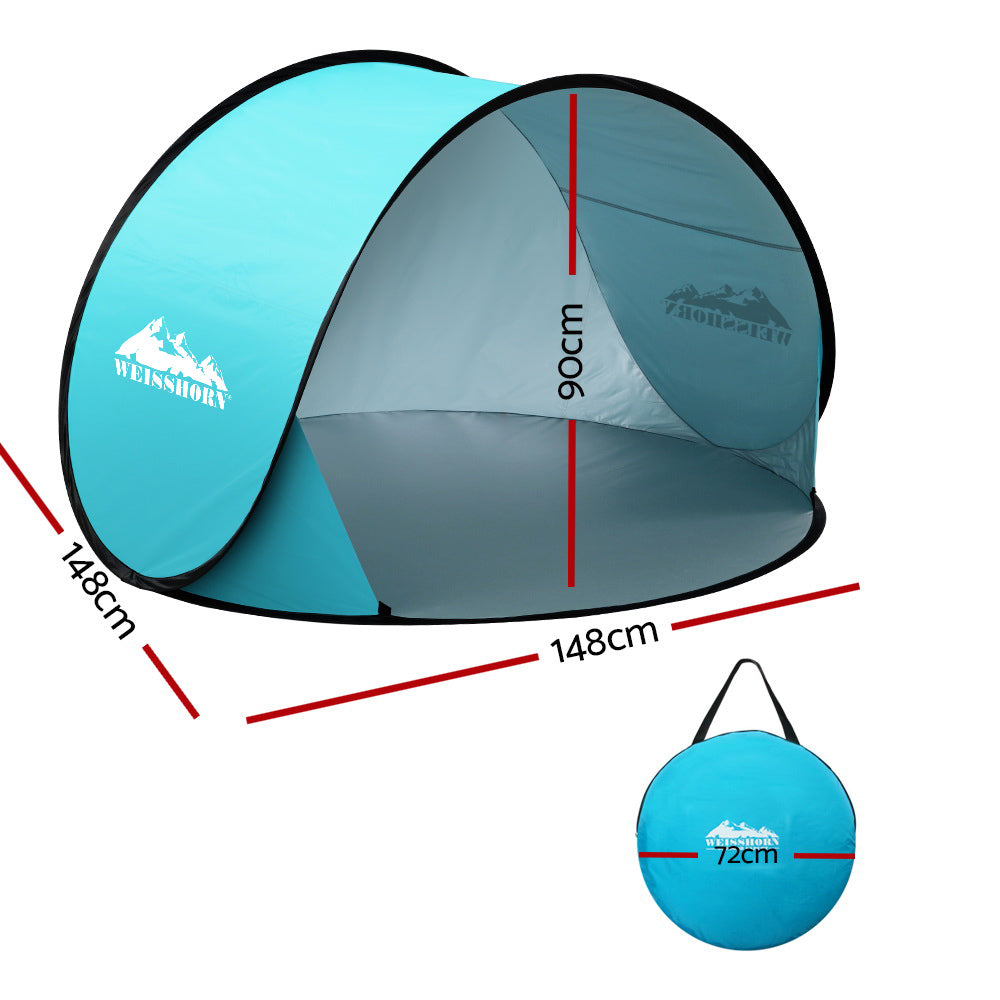 Weisshorn Pop Up Beach Tent Sun Shade Shelter 3 Person 148cm Blue