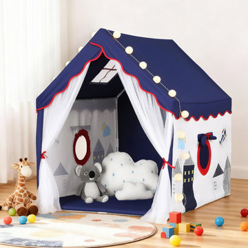 Keezi Kids Indoor Outdoor Play Tent Castle with Floor Mat Blue