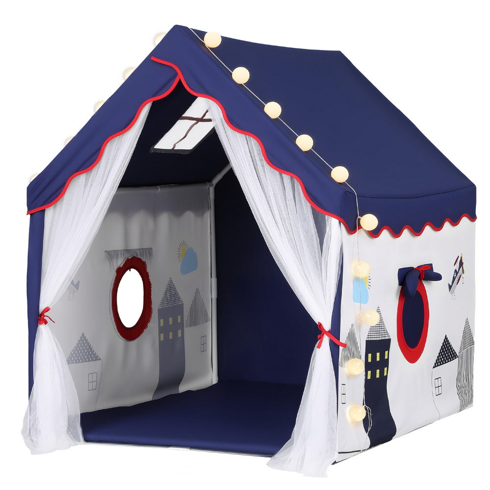 Keezi Kids Indoor Outdoor Play Tent Castle with Floor Mat Blue