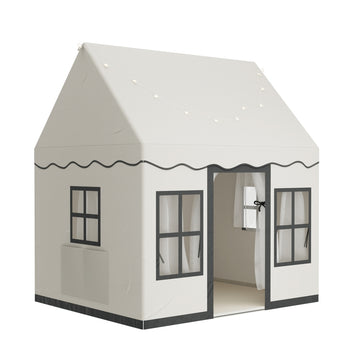 Keezi Kids Playhouse Castle Tent with String Lights Floor Mat White