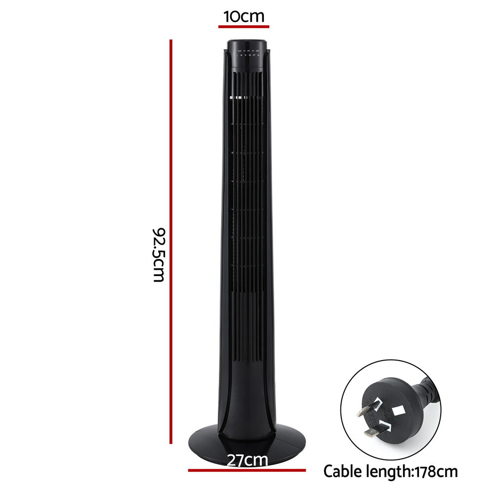 Devanti Tower Fan with Remote 93cm Oscillating Black