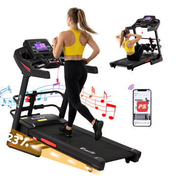 Everfit Treadmill with Sit Up Bar 480mm Black Red
