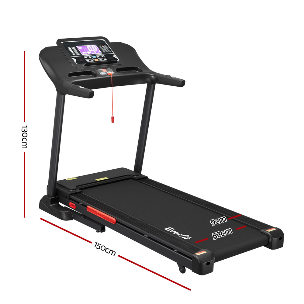 Everfit Electric Treadmill with Auto Incline 15 Levels 520mm Black