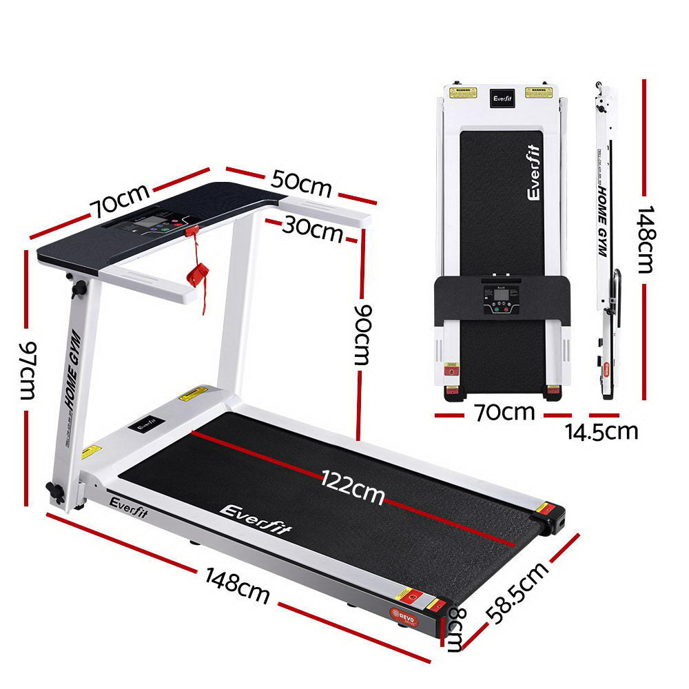 Everfit Electric Treadmill White 2.5HP 12 Speed Levels 120kg Foldable Home Gym