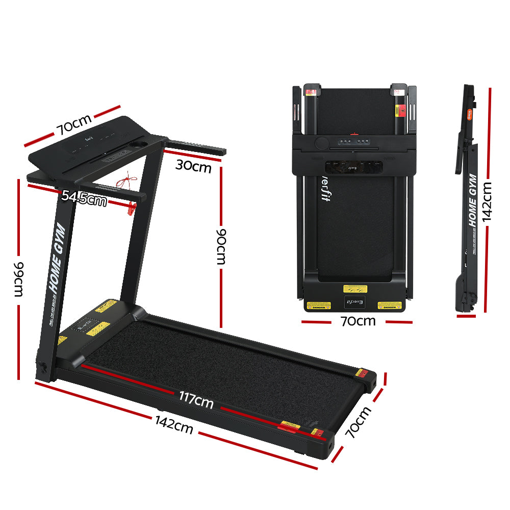 Everfit Folding Treadmill Cardio Workout 450mm Belt Black