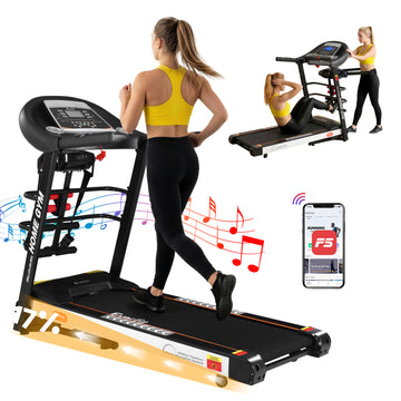 Everfit Treadmill with Massage Belt Sit-Up Bar and Dumbbells Black White