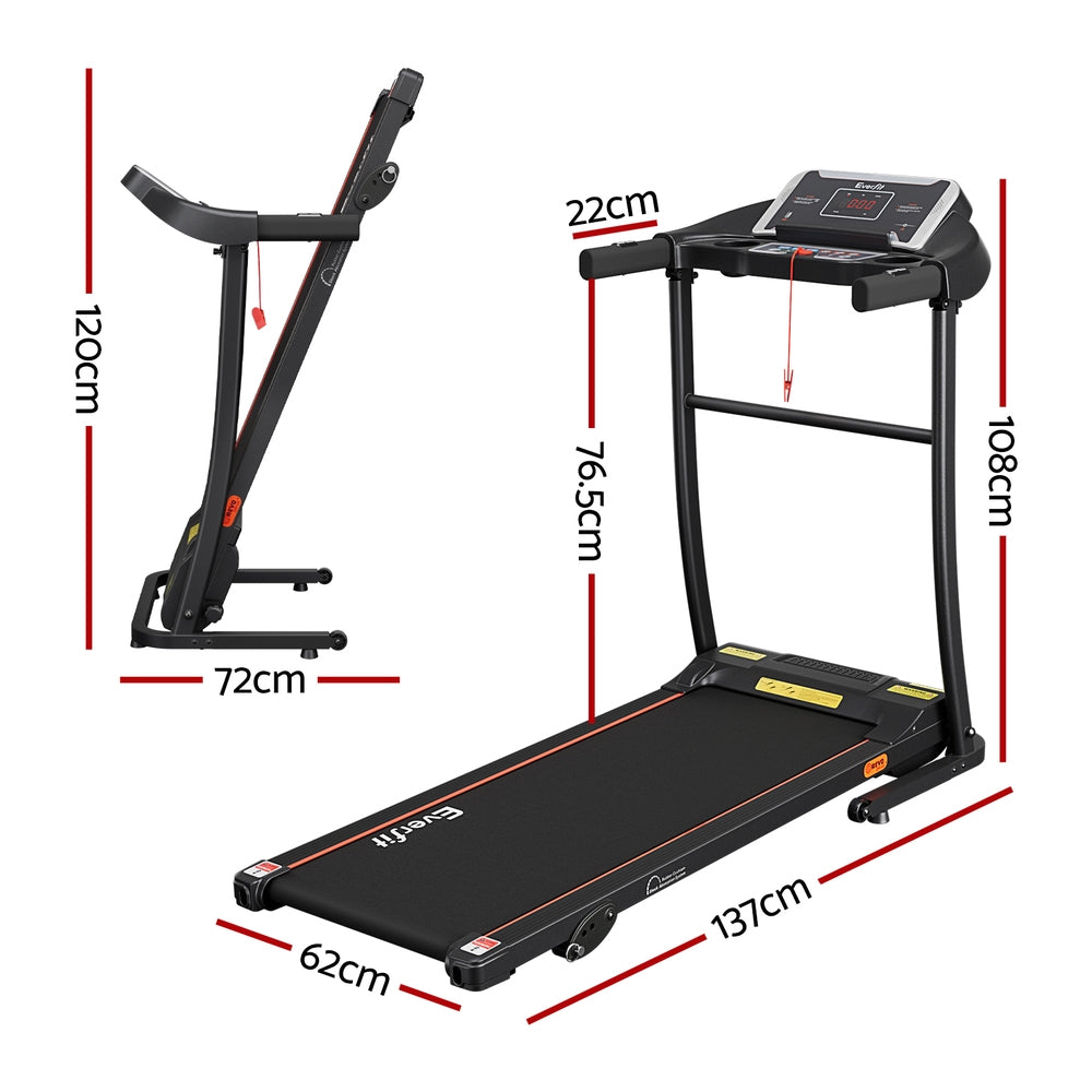 Everfit Electric Treadmill 1-12km/h 3-Level Manual Incline Black