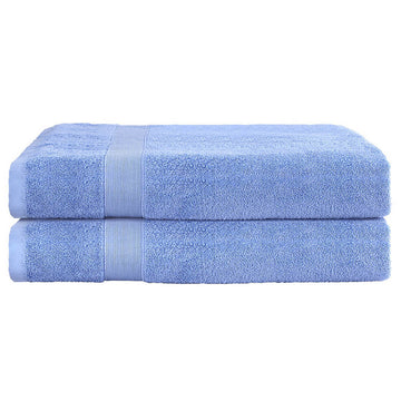 2 Pack Bath Sheets Ultra Soft 100% Cotton 550GSM Blue