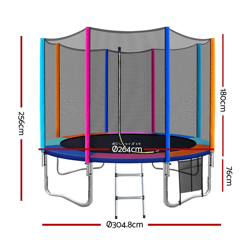 Everfit 10ft Kids Trampoline with Safety Net and Ladder