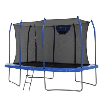 Everfit Rectangle Kids Trampoline 12ft with Basketball Hoop Safety Net