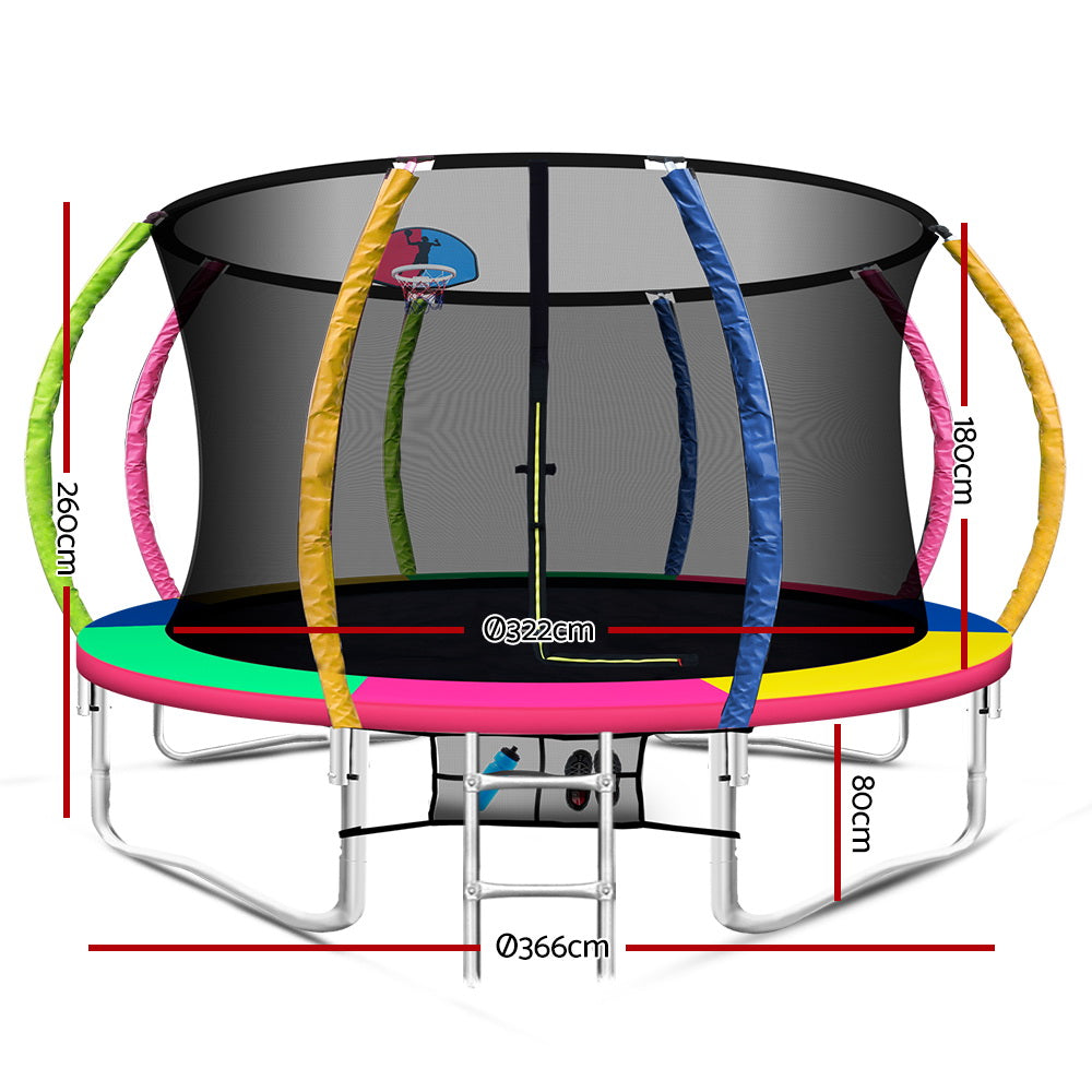 Everfit Kids Trampoline with Safety Net 12FT Green