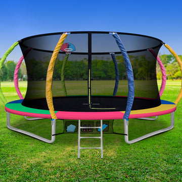 Everfit Kids Trampoline Safety Net Ladder 14FT Green