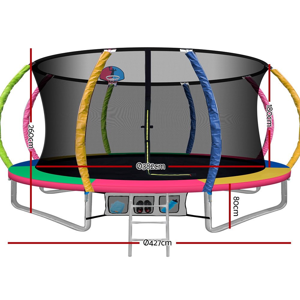 Everfit Kids Trampoline Safety Net Ladder 14FT Green