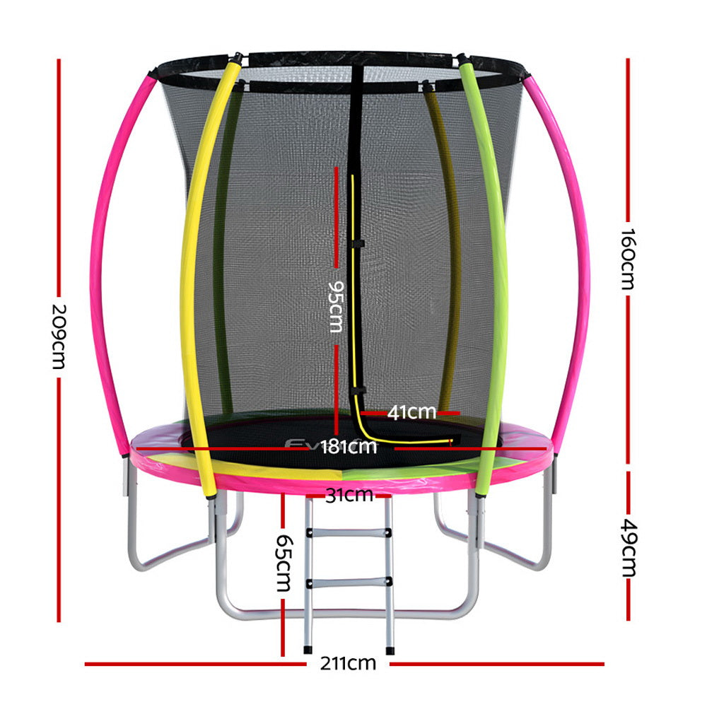 Everfit Kids Round Trampoline 6ft with Safety Net Enclosure
