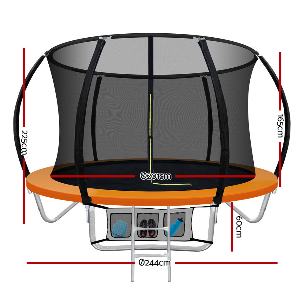 Everfit 8ft Kids Trampoline with Safety Net and Ladder Orange