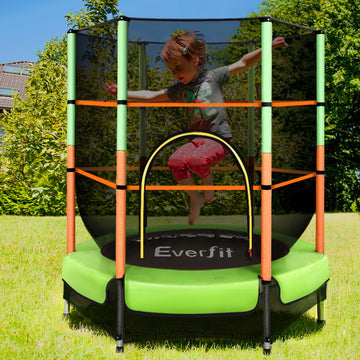 Everfit 4.5FT Kids Trampoline with Safety Net and Elastic Springs Green