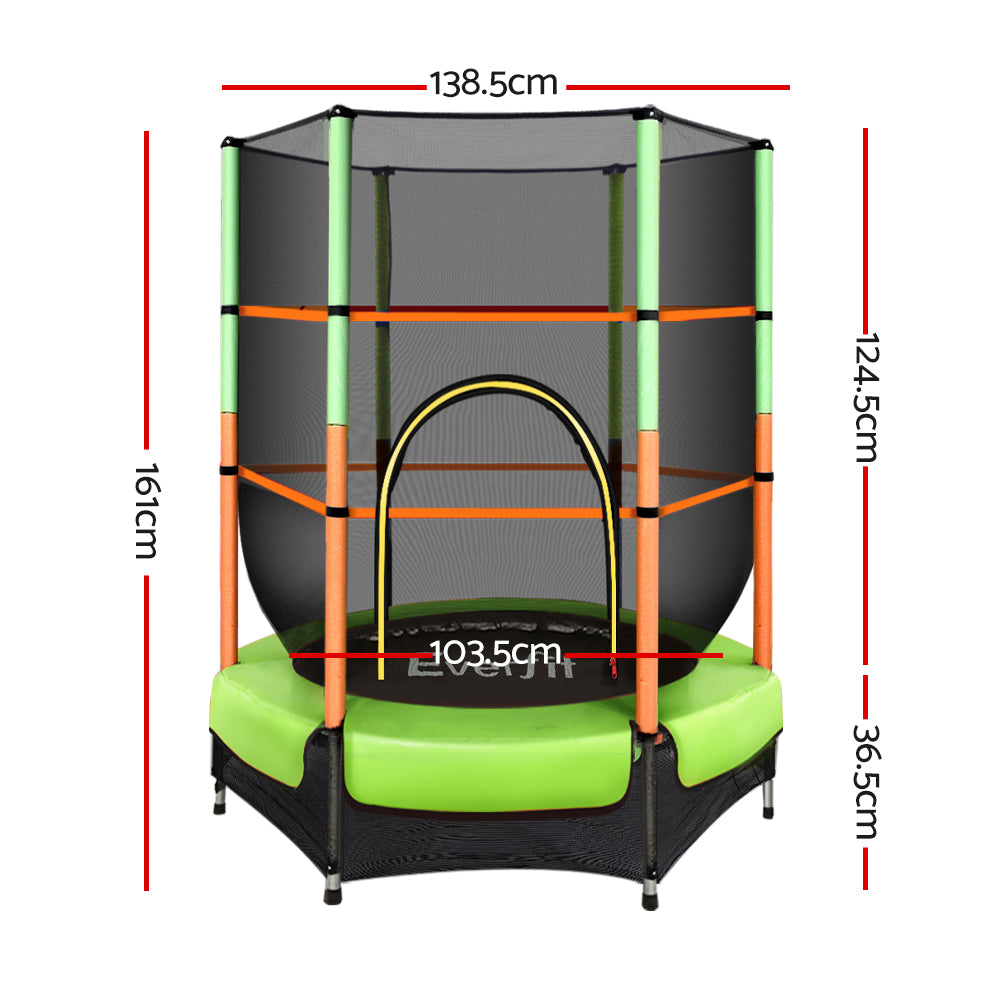 Everfit 4.5FT Kids Trampoline with Safety Net and Elastic Springs Green