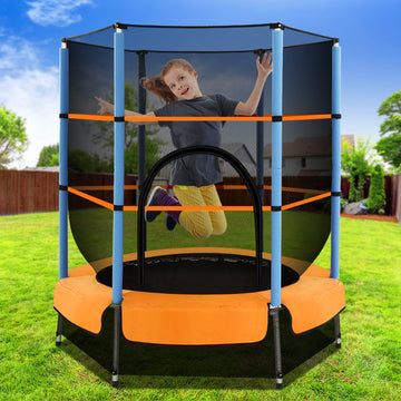 Everfit 4.5FT Kids Trampoline with Safety Net and Elastic Springs Orange