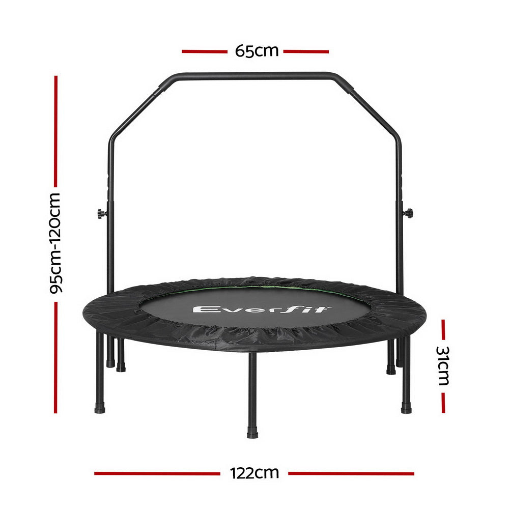 Everfit 48 inch Fitness Trampoline Rebounder with Adjustable Handrail Green