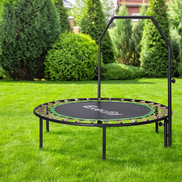 Everfit 48 inch Fitness Trampoline Rebounder with Adjustable Handrail Green
