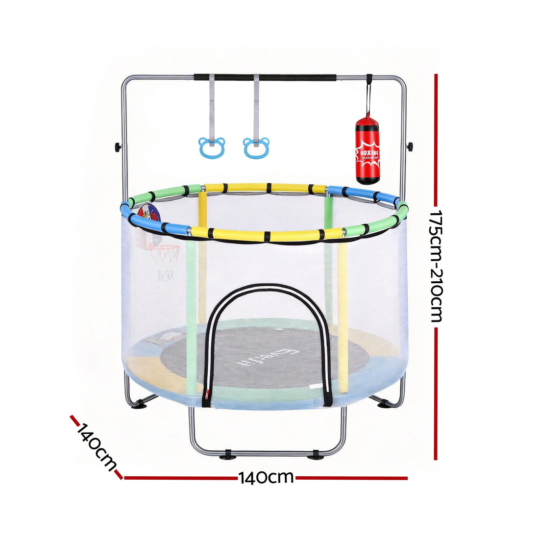 Everfit Combo Kids Trampoline 55 inch with Basketball Sandbag Hand Rings