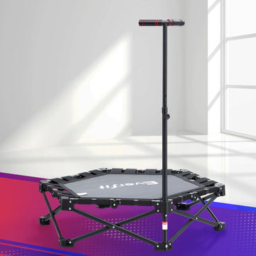 Everfit Fitness Rebounder Trampoline with Adjustable Handle 42 inch Black