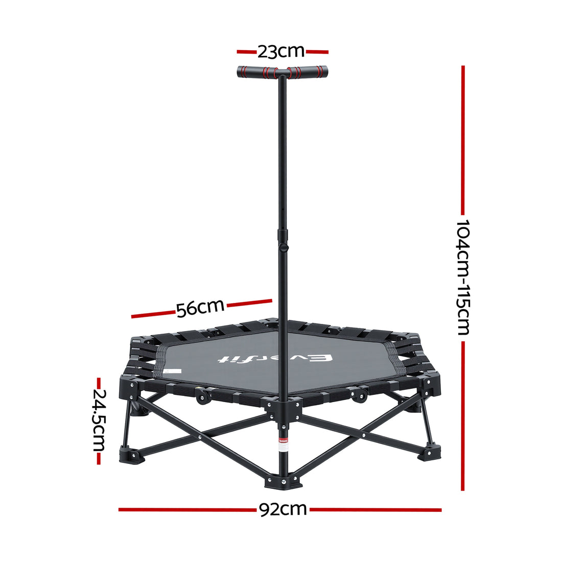 Everfit Fitness Rebounder Trampoline with Adjustable Handle 42 inch Black