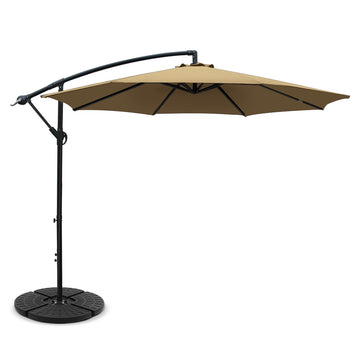 Instahut Cantilever Umbrella Side Post UV50+ 3 m Beige with Base