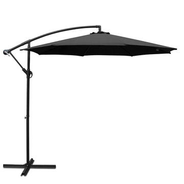 Instahut Cantilever Umbrella UV50+ 3m Black