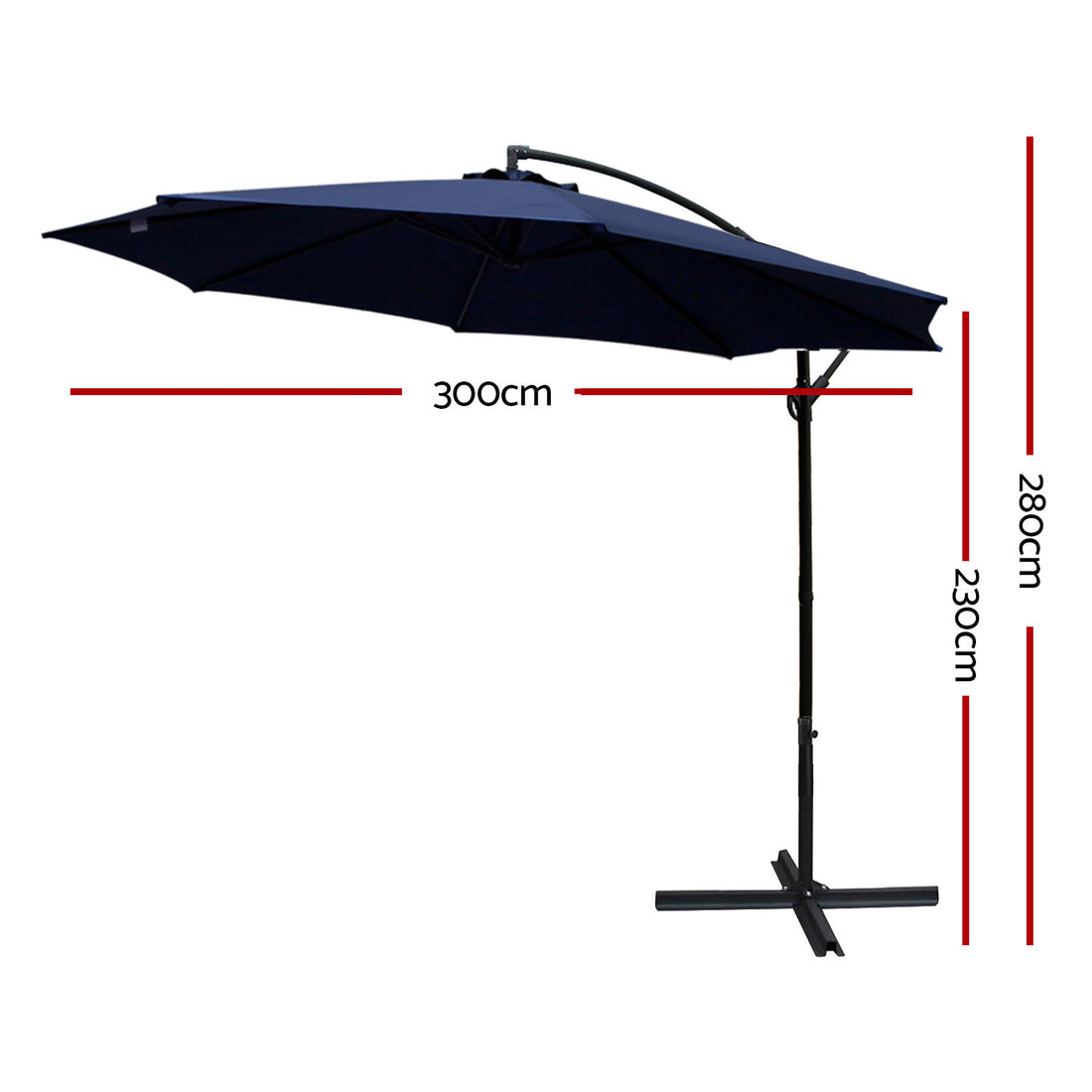Instahut Cantilever Umbrella UV50+ 3m Navy