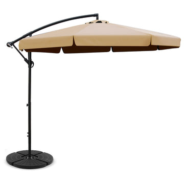 Instahut Cantilever Umbrella UV50+ Side Post 3m Beige with Base