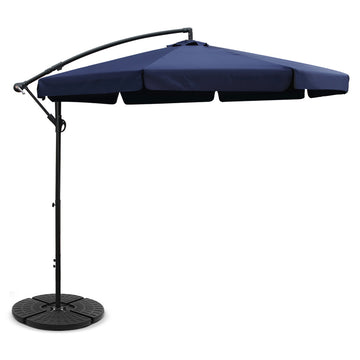 Instahut Cantilever Side Post Umbrella UV50+ 3m Navy