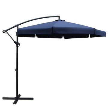 Instahut Cantilever Side Post Umbrella UV50+ 3m Navy