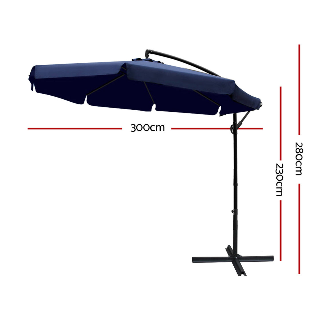 Instahut Cantilever Side Post Umbrella UV50+ 3m Navy