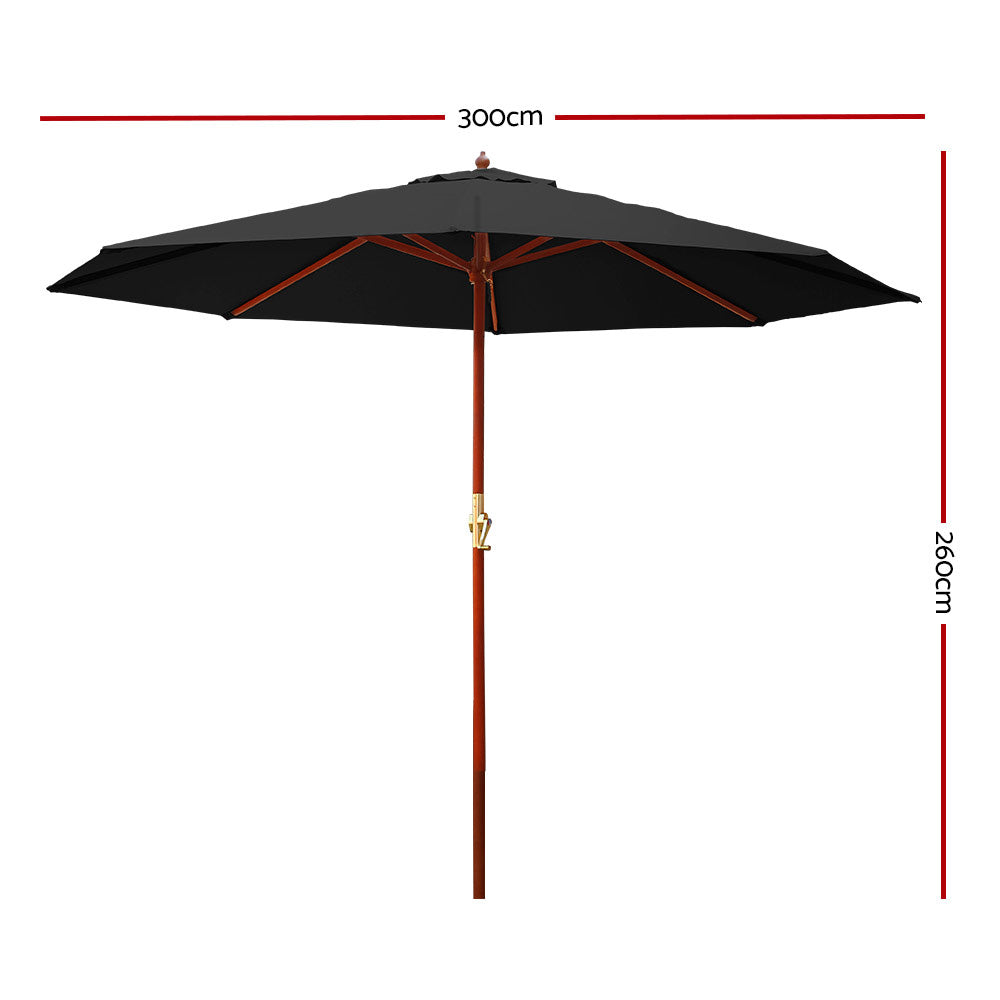 Instahut Outdoor Umbrella Centre Post UV50+ 3m Black