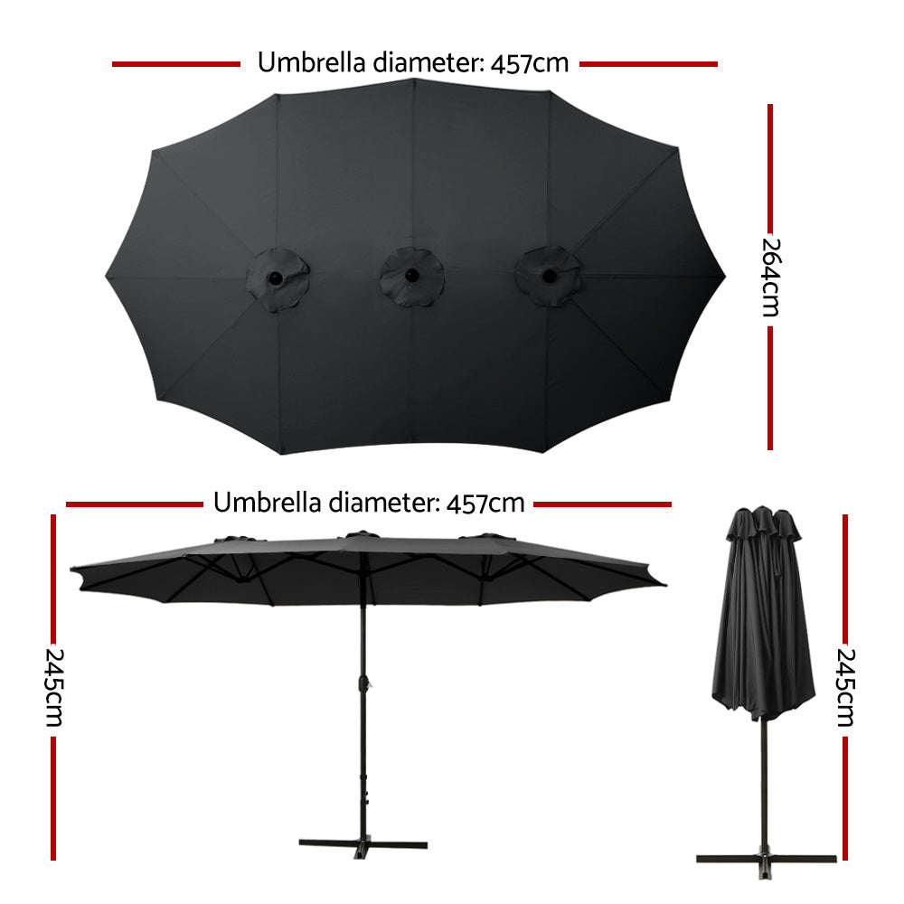 Instahut Outdoor Umbrella with Tilt UV50+ 4.57m Black