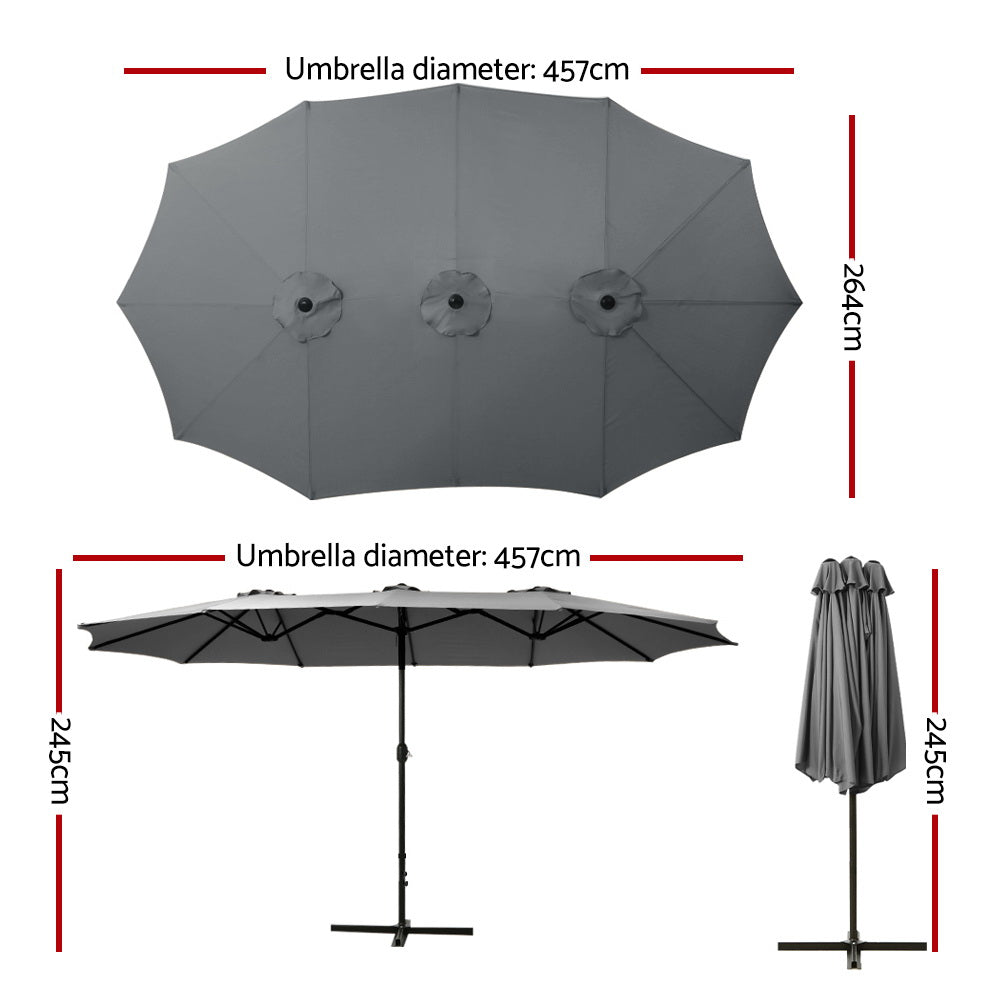 Instahut Outdoor Umbrella with Tilt UV50+ 4.57m Charcoal