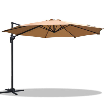 Instahut Cantilever Umbrella 360 Degree Tilt UV50+ 3m Beige