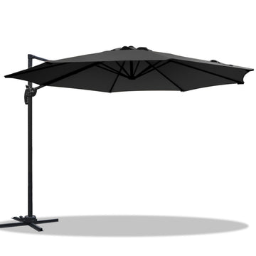 Instahut Cantilever Umbrella 360 Degree Tilt UV50+ 3m Black