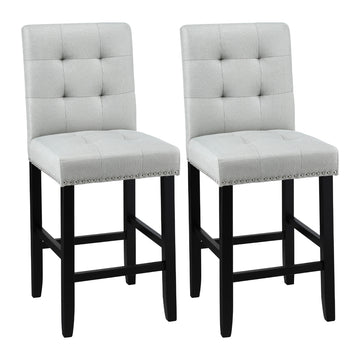 Artiss Bar Stools Set of 2 Ergonomic High Back Faux Linen Grey