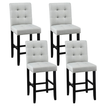 Artiss Bar Stools Set of 4 Ergonomic High Back Faux Linen Grey