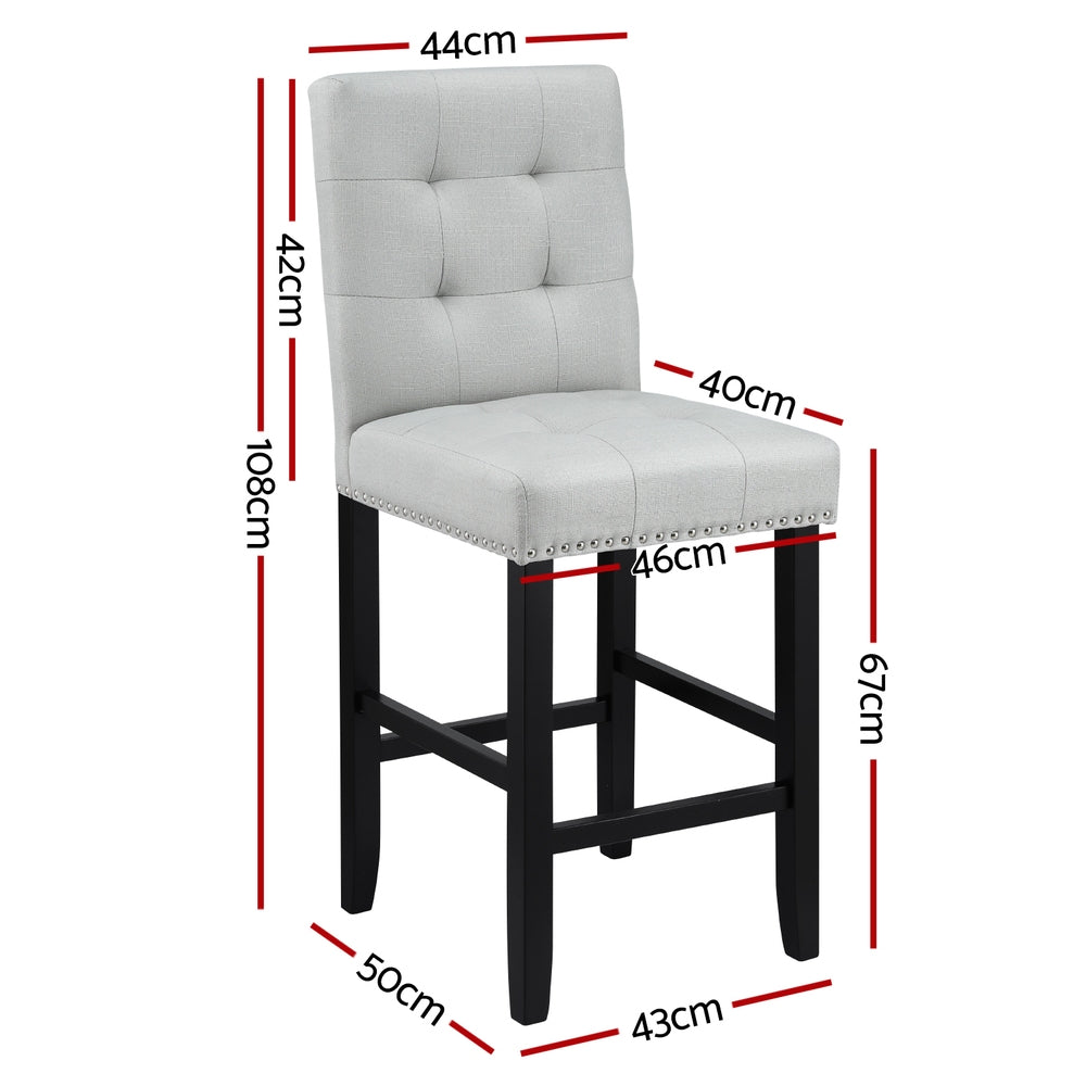 Artiss Bar Stools Set of 4 Ergonomic High Back Faux Linen Grey