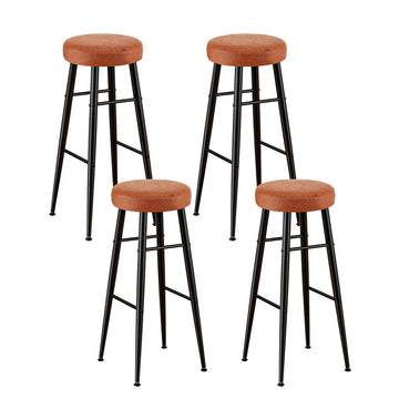Artiss Bar Stools Round Backless Set of 4 PU Leather Brown