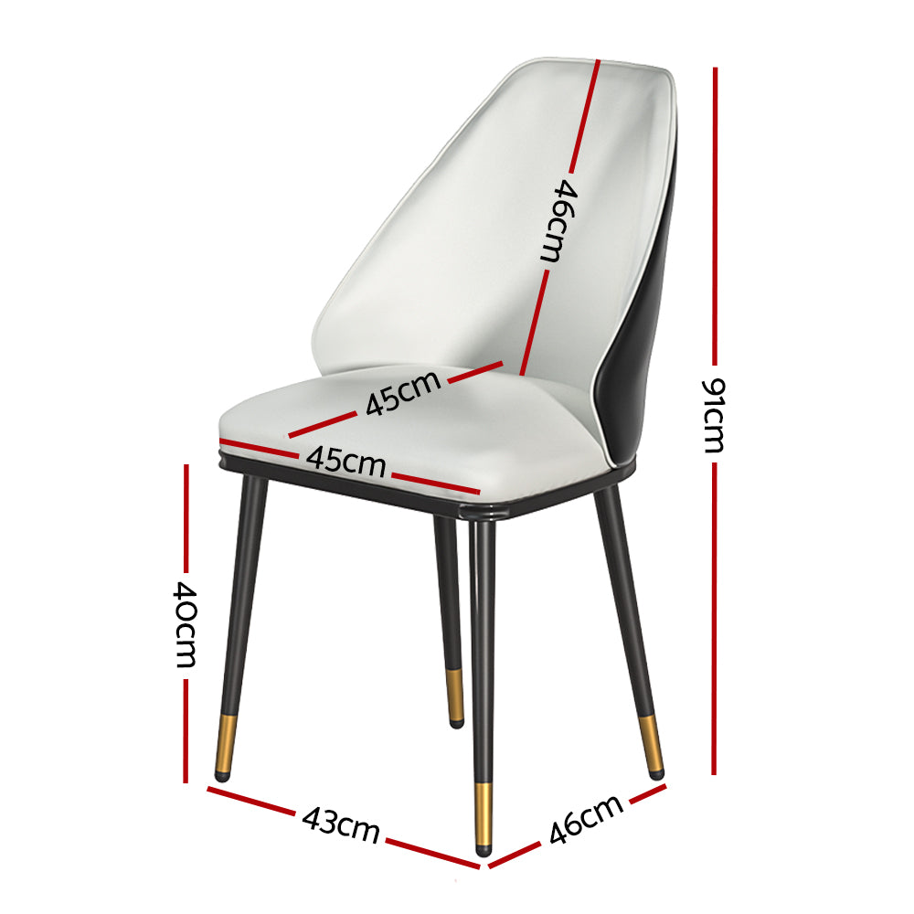 Artiss PU Leather Dining Chair Set of 2 Contoured Back Beige Black