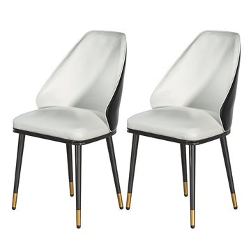 Artiss PU Leather Dining Chair Set of 2 Contoured Back Beige Black