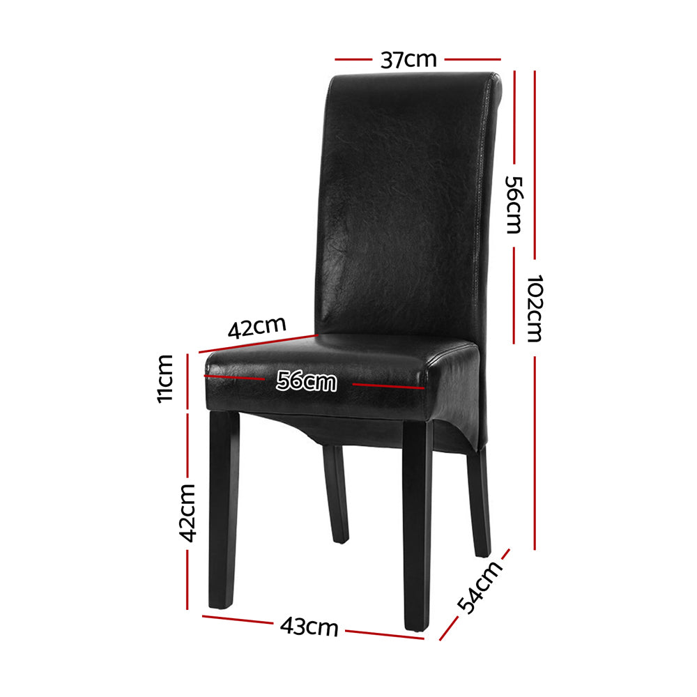 Artiss Parsons Dining Chair Set of 2 Black PU Leather