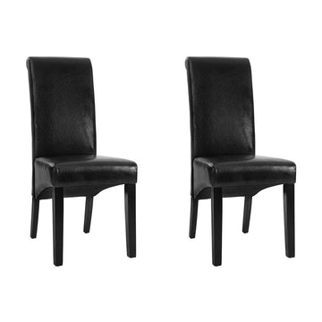 Artiss Parsons Dining Chair Set of 2 Black PU Leather