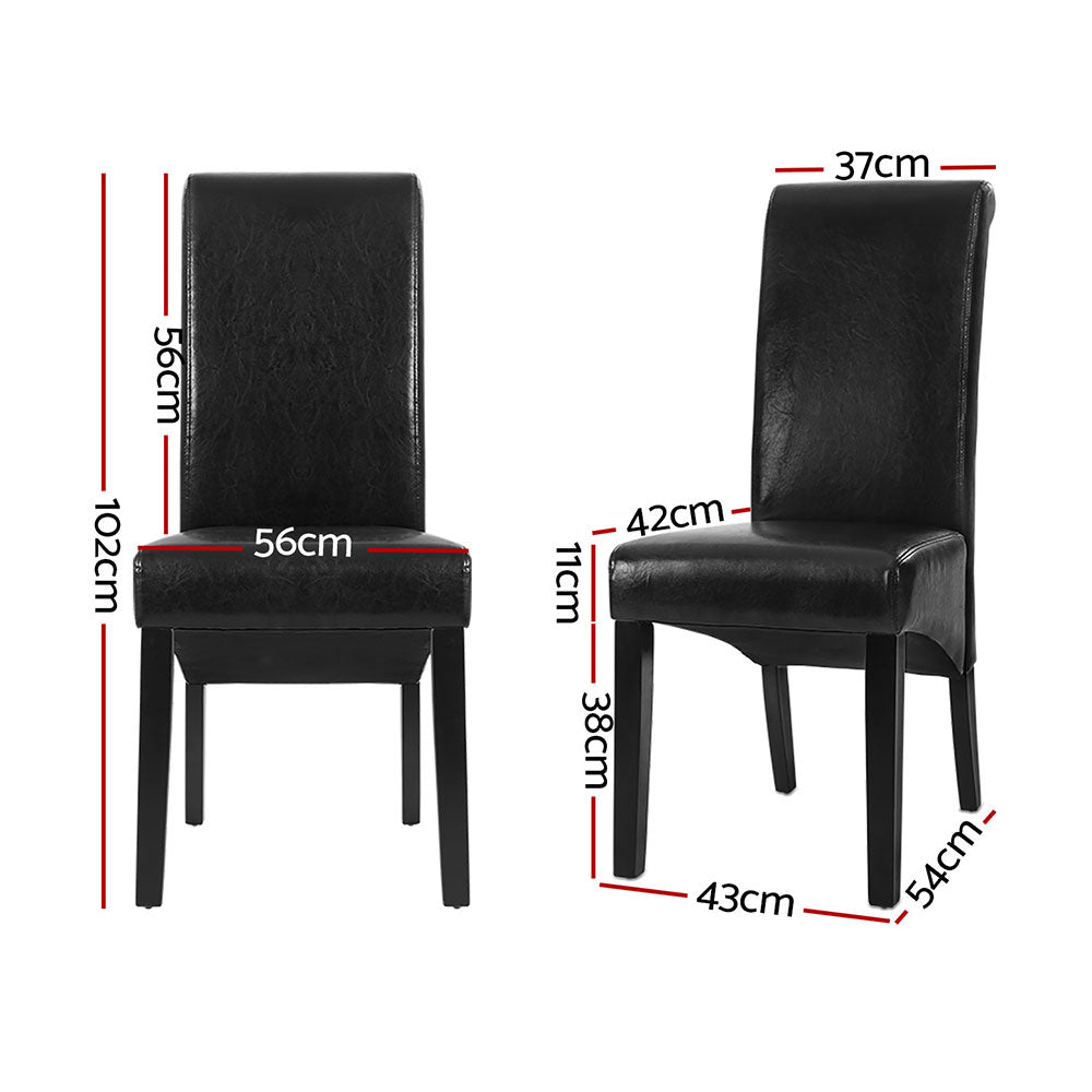 Artiss Parsons Dining Chair Set of 2 PU Leather Black